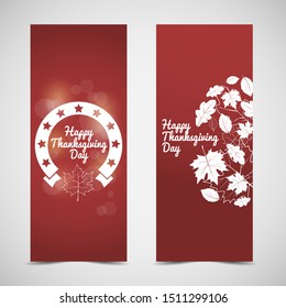 Thanksgiving day banner background. Postes with autumn leaves and floral elements.Vector autumn illustration. 