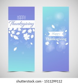 Thanksgiving day banner background. Postes with autumn leaves and floral elements.Vector autumn illustration. 