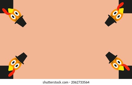 thanksgiving day banner with copy space and turkey illustration
