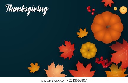 Thanksgiving day banner. Thanksgiving Day, festive dinner concept. Vector illustration for postcard, banner, card, poster, background.