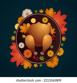 Thanksgiving day banner. Thanksgiving Day, festive dinner concept. Vector illustration for postcard, banner, card, poster, background.