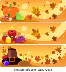 Thanksgiving day banner illustrations