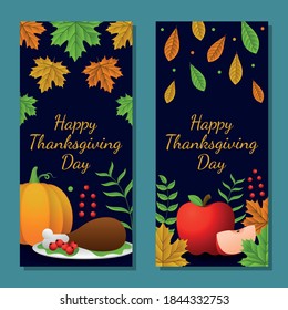 Thanksgiving day banner, poster, greeting card and invitation background. Autumn season inscription. Vector illustration.