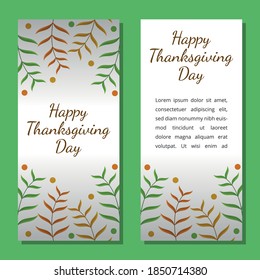 Thanksgiving day banner, poster, greeting card and invitation background. Autumn season inscription. Vector illustration.