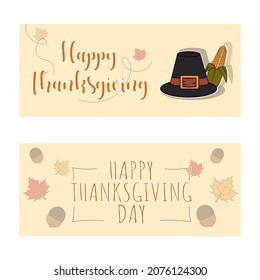 Thanksgiving day banner set with autumn elements.