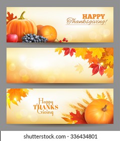 Thanksgiving Day banners. Vector illustration.