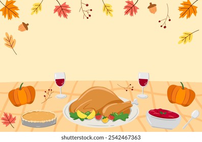 thanksgiving day border, thanksgiving dinner frame for using as background, banner, greeting card