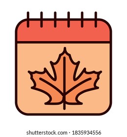 thanksgiving day, calendar reminder festive vector illustration line fill icon