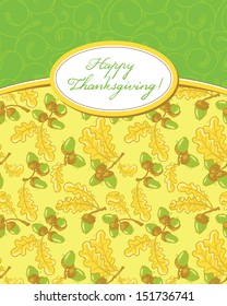 Thanksgiving Day card with acorn pattern