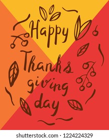 Thanksgiving day card in hand drawn style. Vector illustration