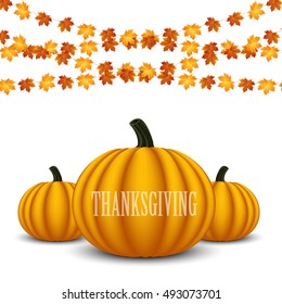 Thanksgiving Day card with pumpkin. 