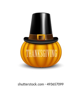 Thanksgiving Day card with pumpkin. 