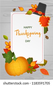 Thanksgiving day card template. Vector illustration. 