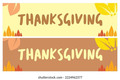 Thanksgiving Day celebration card Vector illustration Yellow brown background banner Wallpaper Place set Simple Autumn Orange