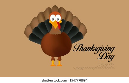 thanksgiving day with chicken turkey. vector illustration