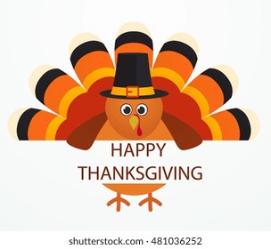 Thanksgiving Day. Colorful cartoon turkey bird.