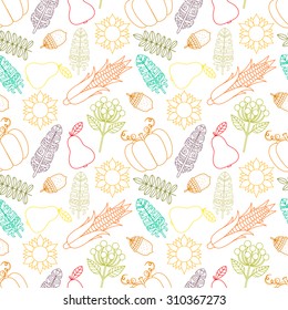 Thanksgiving Day colorful seamless pattern. Autumn repeatable background