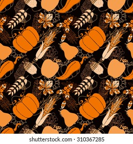 Thanksgiving Day colorful seamless pattern. Autumn repeatable background