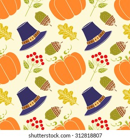 Thanksgiving Day colorful seamless pattern. Autumn repeatable background