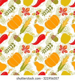 Thanksgiving Day colorful seamless pattern. Autumn repeatable background