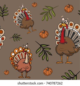 Thanksgiving Day colorfull seamless pattern with holiday objects. Can be used for invitations, greeting cards, scrapbooking, print, gift wrap, manufacturing. 