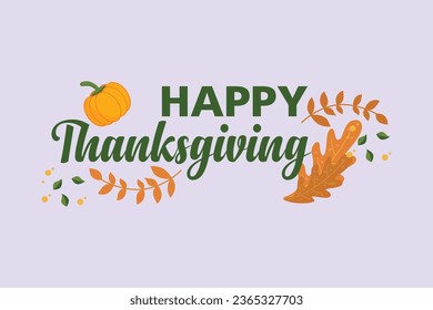 Thanksgiving day concept. Holiday greeting card. Colored flat vector illustration isolated. 