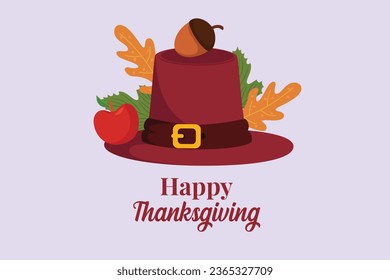 Thanksgiving day concept. Holiday greeting card. Colored flat vector illustration isolated. 