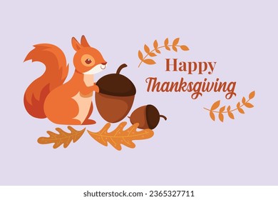 Thanksgiving day concept. Holiday greeting card. Colored flat vector illustration isolated. 