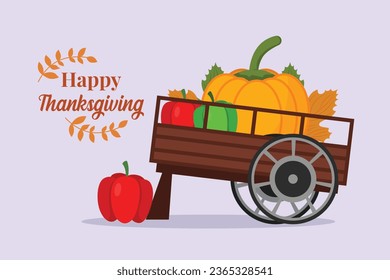 Thanksgiving day concept. Holiday greeting card. Colored flat vector illustration isolated. 