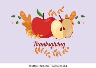 Thanksgiving day concept. Holiday greeting card. Colored flat vector illustration isolated. 