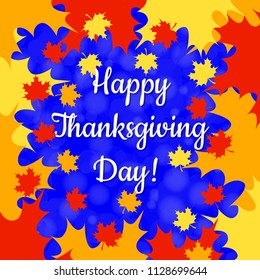 Thanksgiving Day. The concept of a national holiday in Canada. 8 October. Maple leaf frame, name of the holiday