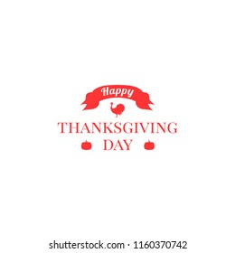 Thanksgiving day concept, vector illustration, turkey, pumpkin, ribbon, red