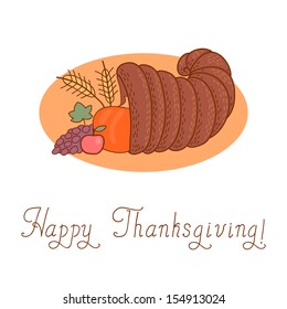 Thanksgiving Day. Cornucopia. Vector Illustration.