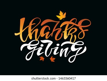 ThanksGiving Day- cute hand drawn doole lettering label art