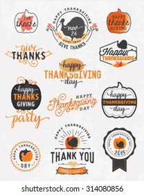 Thanksgiving Day Design Elements Badges and Labels in Vintage Style