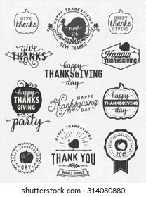 Thanksgiving Day Design Elements Badges and Labels in Vintage Style