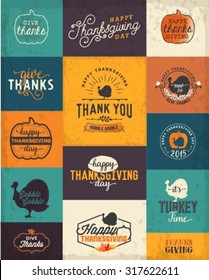 Thanksgiving Day Design Elements Badges and Labels in Vintage Style