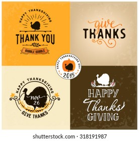 Thanksgiving Day Design Elements Badges and Labels in Vintage Style