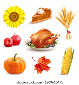 Thanksgiving Day design elements. Vector set.