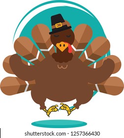 Thanksgiving day dinner , happy turkey vector illustration for the new year family dinner