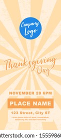 Thanksgiving Day DL Flyer Banner poster template vector illustration Autumn holiday greeting card