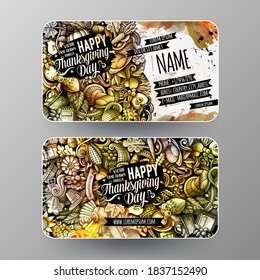 Thanksgiving day doodle banners design. Сartoon background. Harvest flyers templates. Graphics vector celebration illustrations