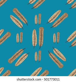 Thanksgiving Day. Feather turkey. Seamless pattern background. Vector illustration