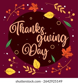 Thanksgiving Day festive circle. Vector illustration