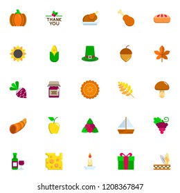 Thanksgiving Day flat icon set.
