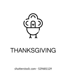 Thanksgiving day flat icon. Single high quality outline symbol of autumn for web design or mobile app. Thin line signs of turkey for design logo, visit card, etc. Outline pictogram of thanksgiving