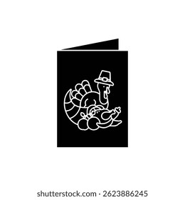 Thanksgiving Day Greeting Card Icon Black Representing Holiday Greeting