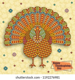 Thanksgiving day greeting card. Various elements for design. Cartoon vector illustration.