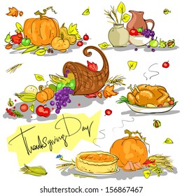 Thanksgiving day hand drawn collection. Clip-art