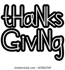 Thanksgiving Day Hand drawn lettering text on a white background for your design